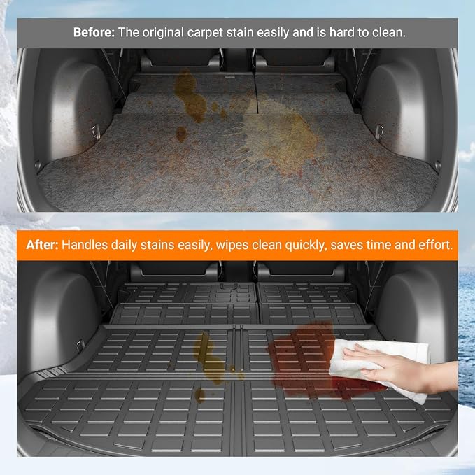 powoq Cargo Mat Compatible with 2013 2014 2015 2016 2017 2018 Toyota RAV4 Cargo Liner Backrest Mat TPE All Weather Replacement for Toyota RAV4 Accessories (Trunk Mat+Backrest Mats)