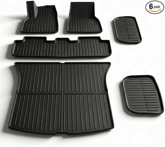 6 Pcs for Tesla Model Y Juniper Accessories 2025 2026 (Not Fit Standard) All Weather TPE Anti-Slip Floor Mats & Cargo Liner Front Frunk Rear Trunk Mats, 5-Seater
