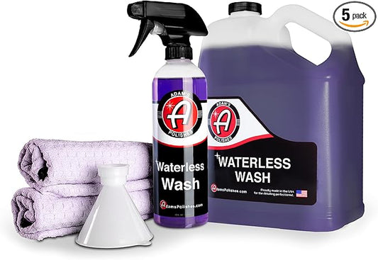 Adam's Polishes Waterless Car Wash Kit - Car Cleaning Supplies for Car Detailing | Safe Ultra Slick Lubricating Formula for Car, Boat, Motorcycle, RV | No Garden Hose, Wash Soap or Foam Cannon Needed