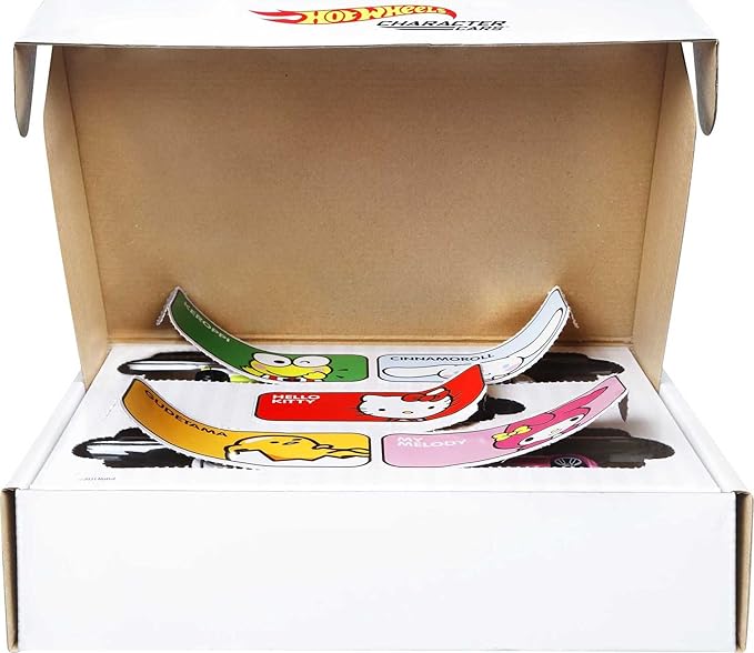 Hot Wheels Sanrio Toy Character Car 5-Pack in 1:64 Scale: Hello Kitty, Keroppi, Gudetama, Cinnamaroll & My Melody, Set for Kids & Collectors