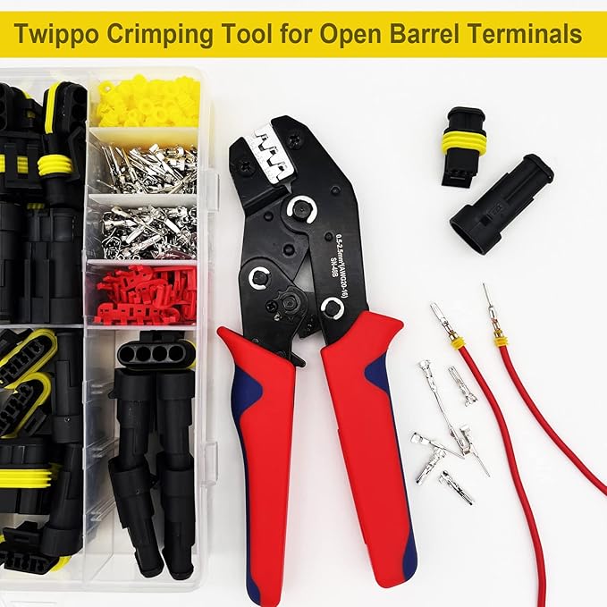 352Pcs Waterproof Electrical Connector Terminals Automotive Electrical Wire Connectors 1/2/3/4 Pin Connector with Ratchet Crimping Tool
