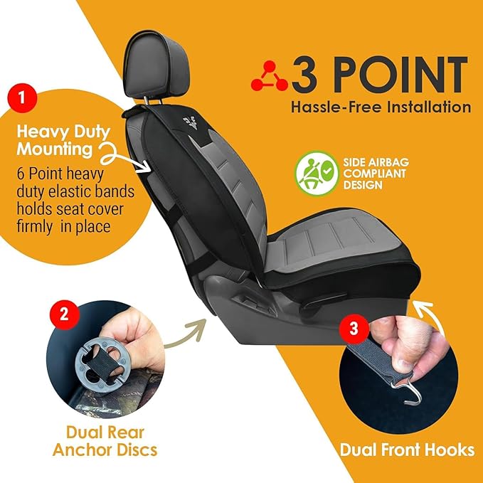 LPI Truck Heavy Duty Premium Truck Seat Covers for Front Seats, For Full-Size Truck SUV, Padded Seat Cover with Bottom Wrap-around, Front Seat Protector; Front & Rear Storage Pockets, Waterproof, 2 pc