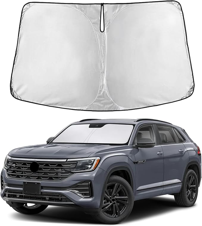 Autovir Windshield Sun Shade Fit for 2018-2023 2024 2025 Volkswagen Atlas Sun Shade, Front Window Sun Visor, UV Protection, Heat Blocker, Foldable Car Accessories
