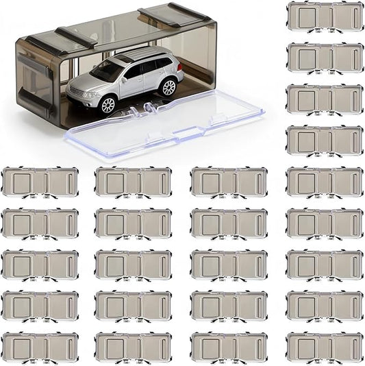 Marsui 144 Pcs 1/64 Scale Toy Cars Organizer Storage Case Clear Individual Toy Car Display Case1.4 x 1.4 x 3.5 Inches (Black Gray)