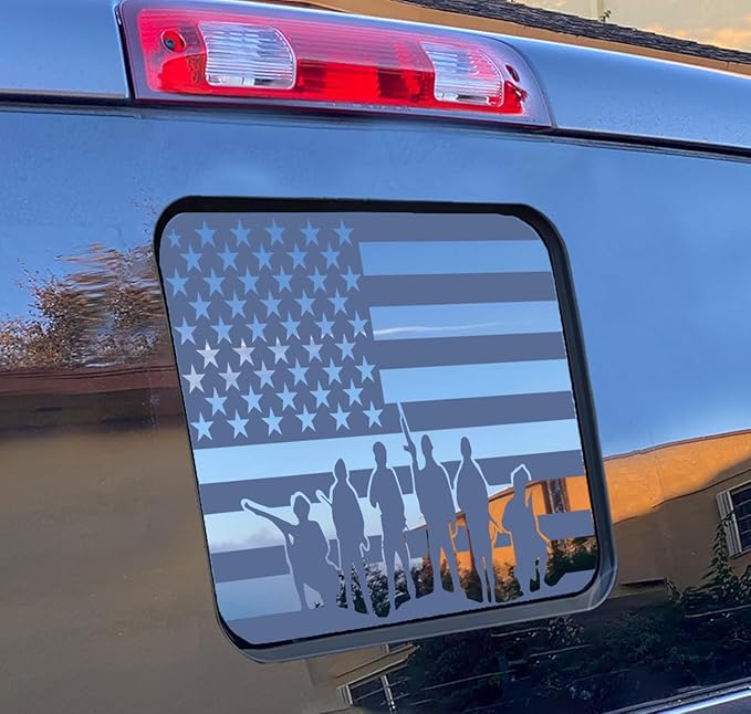 Xinghe for Ford F150 F250 F350 2015-2023 2024 2025 2026, Rear Middle Window American Flag Decals, Matte Black USA Flag Decal for Truck Back Window, for Ford Raptor 2015-2025 Accessories