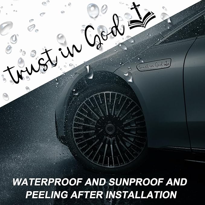 DXNQ 2 PCS Trust in God Rearview Mirror Decals, Automotive Vinyl Rear View Mirror Decorative Stickers, Waterproof Trust in God Stickers for Car Truck Laptop, Car Accessories (Black,Style 2)