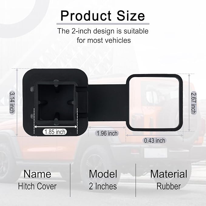SINGARO 2 Inch Universal Flag Tow Hitch Covers, Trailer Hitch Cover Tube Plug Insert, Car Exterior Accessories, Receiver Tube Hitch Plug（American Flag-B）