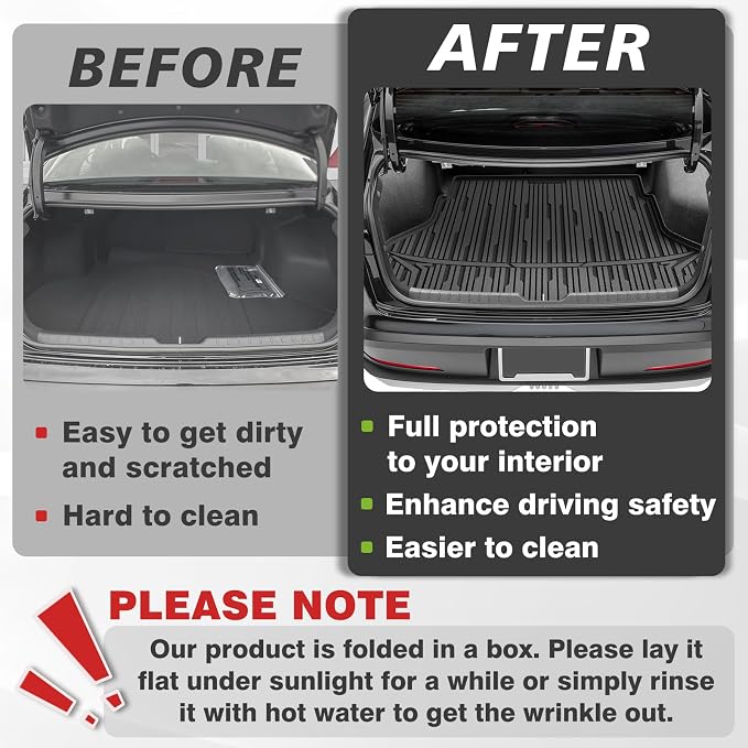 TripleAliners All Weather Trunk Mat Compatible with 2024-2025 2026 KIA K4 Sedan Accessories Cargo Mat Custom Fit TPE Full Coverage Protection Odorless Waterproof Cargo Liner