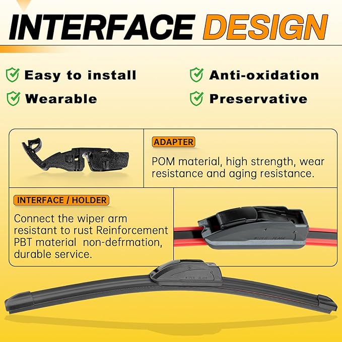AUTOBOO 16" and 16" Windshield Wipers Blades (Pack Of 2),OEM Quality Premium All-Seasons Wiper blades,Stable and Quiet wiper blades