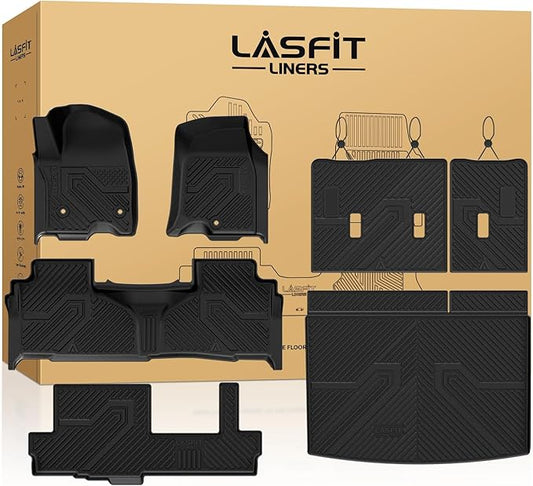 LASFIT Floor Mats 2021-2026 & Only 8 Seats (Not for 7/9 Seats) for Chevrolet Chevy Suburban/GMC Yukon XL (Only Yukon XL, Not Fit Yukon)/Cadillac Escalade ESV (Only Escalade ESV, Not Fit Escalade)