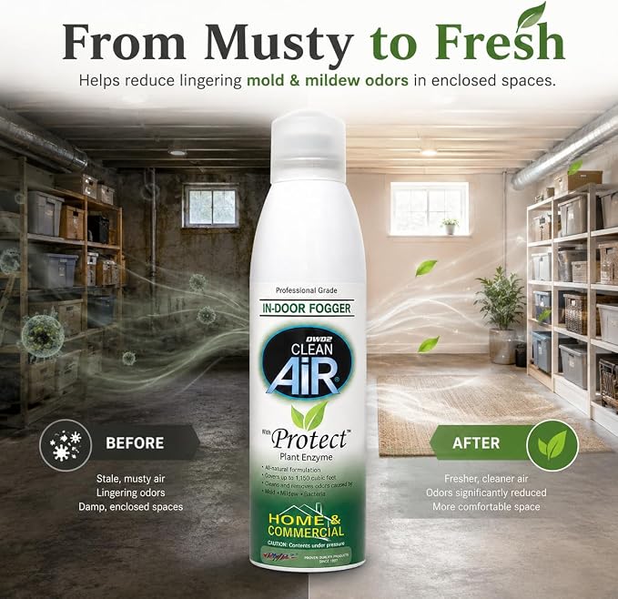DWD2 Protect™ Home & Commercial Mold-Treatment Plant-Based Mold-Odor Remover Fogger Treatment - eco-friendly solution for a safer and healthier living and working space (8 oz.)