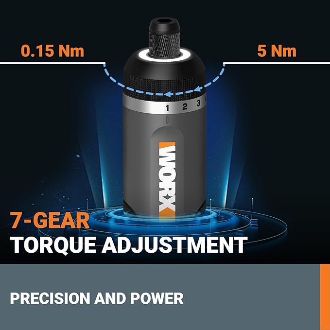WORX WX242L 4V Lithium Screwdriver - 30-Piece Accessory Kit - Cordless Electric Driver - Rechargeable Battery - Black/Silver - Home DIY, Assembly, Furniture Installation, Repairs, Professional Use