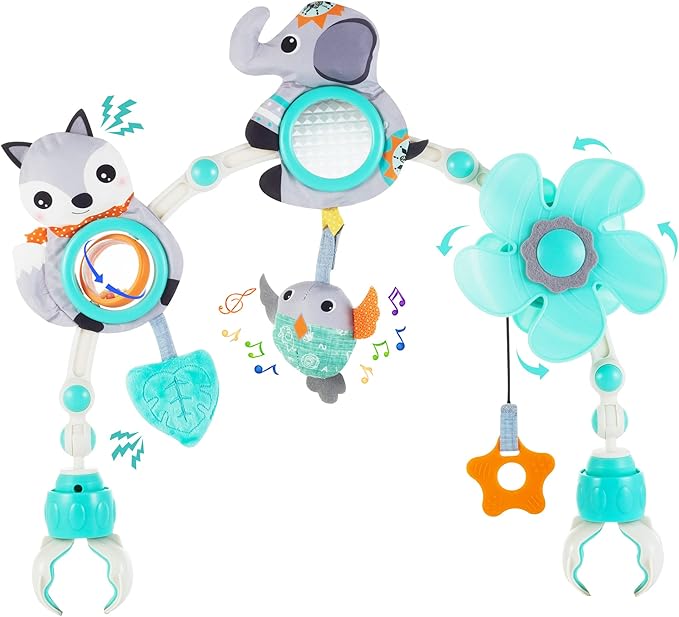 Lynncare Adjustable Arch Bassinet Toys for Infant & Toddlers, Stroller Arch, Baby Crib Toys with Fascinating Hanging for Stimulating Baby’s Senses and Developing Motor Skills