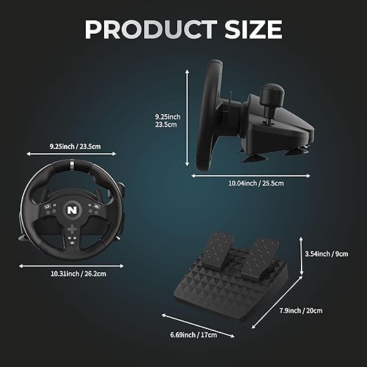 Nitho Drive Pro V200 Racing Wheel with Pedals and Shifter, 270° Gaming Steering Wheel for PC, PS4, Switch/Switch 2, Xbox Series X|S, Xbox One, for Car Race Sim Games