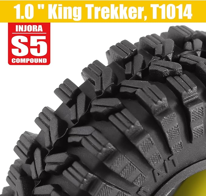 INJORA 1.0 Silicone Rubber Inserts and S5 All Terrain Tires for 1/18 TRX4M 1/24 SCX24 RC Crawler Upgarde