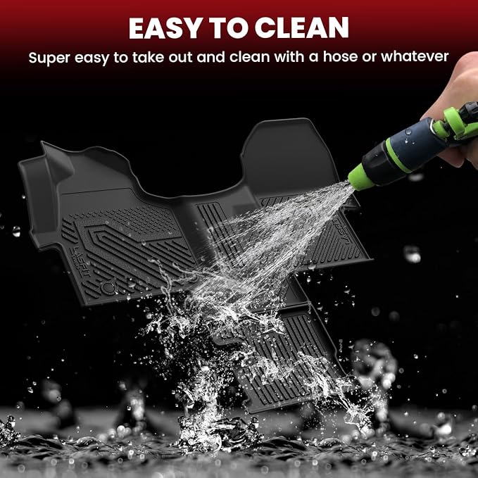 LASFIT Floor Mats for Mercedes Benz Sprinter 1500/2500/3500/4500 2019-2026 (Fit Cargo Van & Cab Chassis), All Weatehr TPE Floor Liners Custom Fit Sprinter 1st Row with Center Aisle Liner