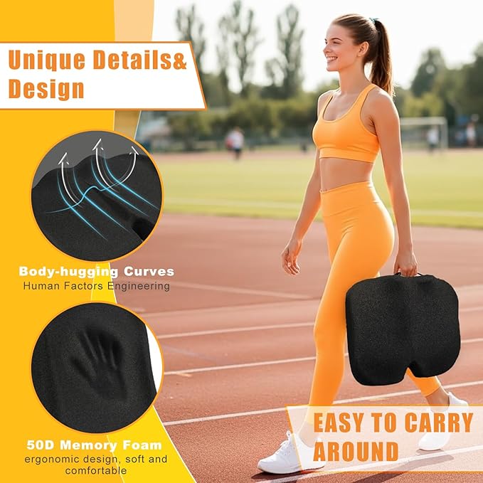 Stadium Seat Cushion, Extra Thick 50D High-Density Bleacher Cushion with Carry Handle, Non-Slip Water-Resistant Stadium Cushions for Bleachers & Outdoor Events(2-Pack)