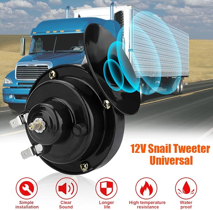 Super Loud Train Horns, Car Waterproof Durable Air Electric Snail Horn, 12V Raging Sound Air Horns Replacement Kit, Automotive Accessories Universal for Car, Motorcycle, Truck, Bike, Boat (Black)