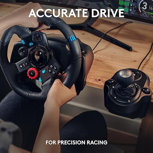 Logitech G29 Driving Force Racing Wheel and Pedals, Force Feedback, Real Leather + Logitech G Driving Force Shifter - For PS5, PS4 and PC, Mac - Black