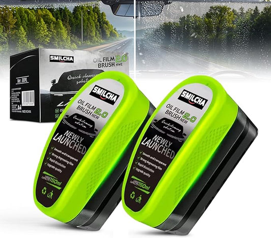 New 2PCS Auto Glass Degreaser & Oil Film Cleaning Brush Set – Windshield Polish & Window Cleaner for Ultimate Clarity (2024 Upgraded 2.0)