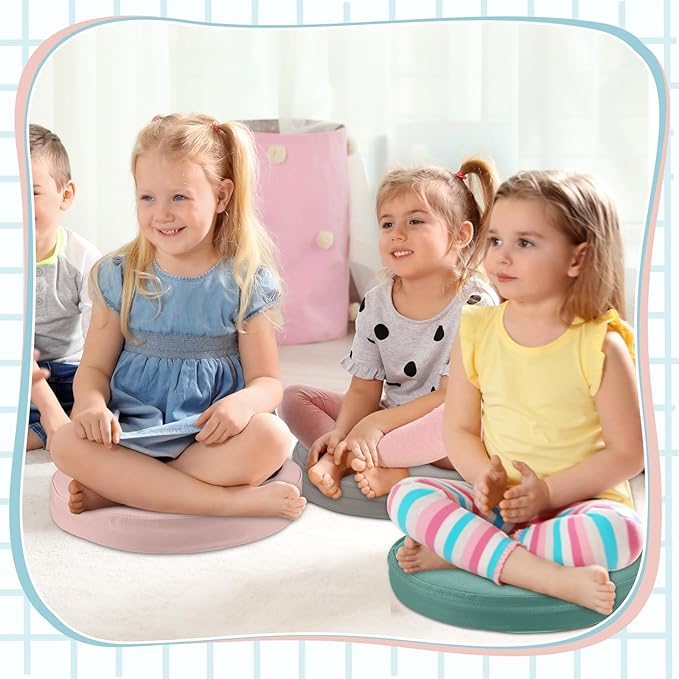 Juexica 8 Pcs Extra Thick Flexible Seating Floor Cushion Assorted Colored Floor Pillow Classroom Seat Cushion Soft Classroom Seating for Kid Learning(Light Morandi,13.8 x 13.8 x 2 Inch,Round)