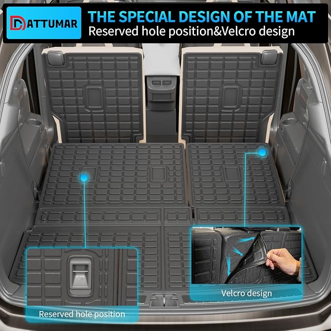 Floor Mats Compatible with 2018-2024 Ford Expedition 7-Seater (Not Fit Max) Cargo Liner Trunk Mat Back Seat Cover 2023 Expedition Accessories (Trunk Mat+2nd&3rd Row Backrest Mats+Floor Mats)