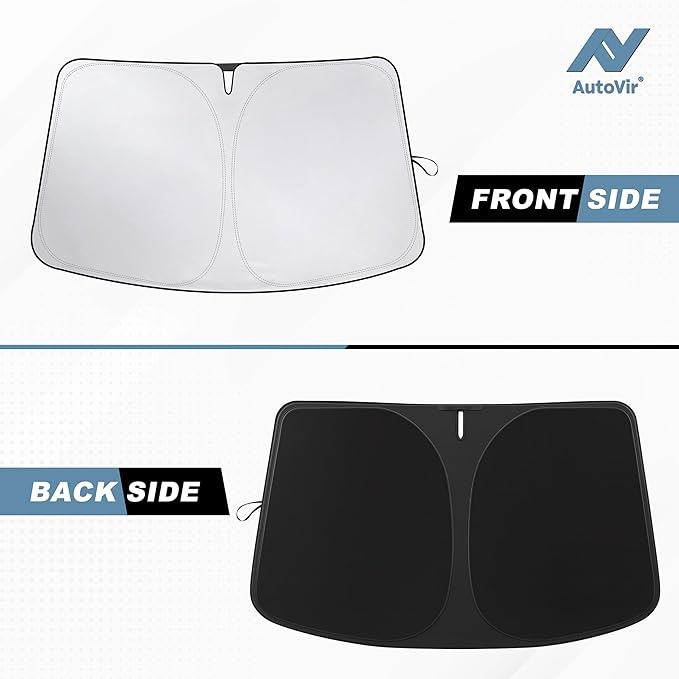 Windshield Sun Shade for Tesla Model 3 and Y - Size (56" x 36"), Premium 280T Reflective Sunshade, Heat Shield, UV Protection Foldable Front Window Sunshade with Storage Pouch, Tesla Car Accessories