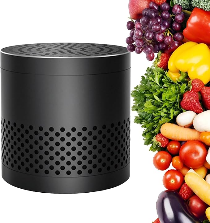Fridge Deodorizer Odor Eliminator – Reusable Refrigerator Freshener, 10-Year Catalytic Air Purifier for Freezer Closet, Outperforms Baking Soda & Charcoal (Black, 2.79 inches)
