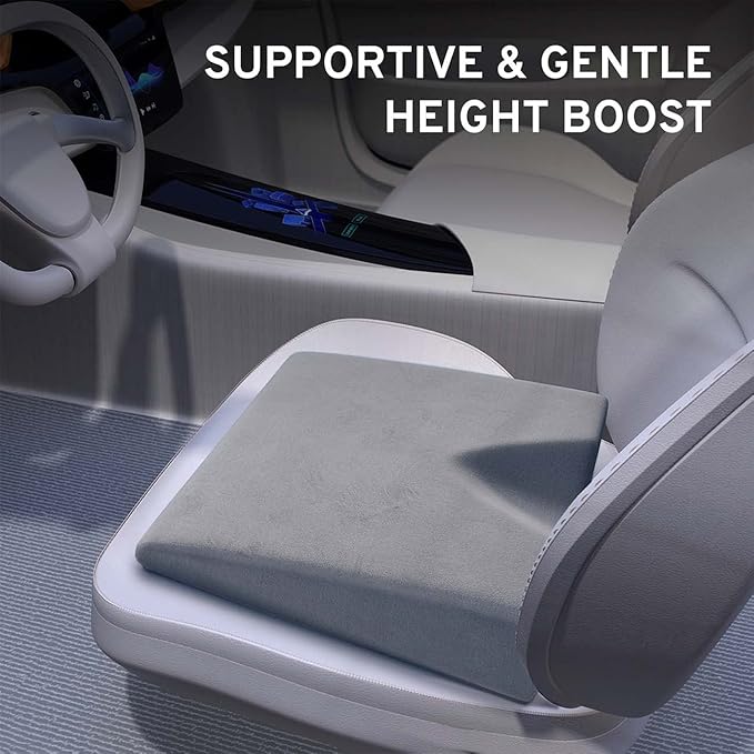 Wedge Car Height Booster Seat Cushion - Office Chair Cushion - Memory Foam Tailbone Pain Relief Cushion for Driving, Office, Gaming Chair - Orthopedic Lower Back, Tailbone, Coccyx, HIPS Support