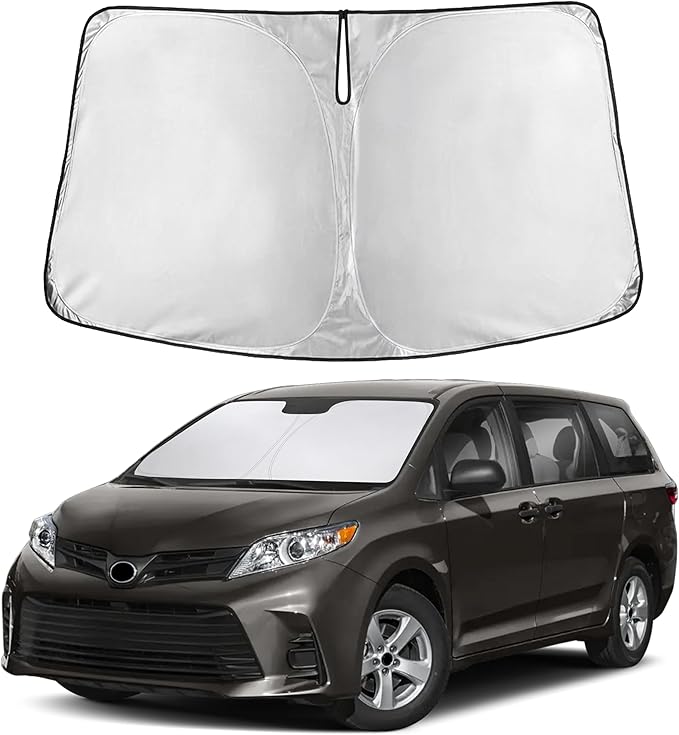 Autovir Windshield Sun Shade Fit for 2011-2018 2019 2020 Toyota Sienna Sun Shade, Front Window Sun Visor, UV Protection, Heat Blocker, Foldable Car Accessories