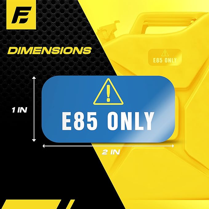 E85 Stickers, Flex Fuel Label for Vehicles, Rental Cars, Fleet Trucks and SUVs - Weather Proof, Extreme Stick, Flex Fuel Decals by Fuel Stickers - USA Made (2x1 inch), 20 Labels
