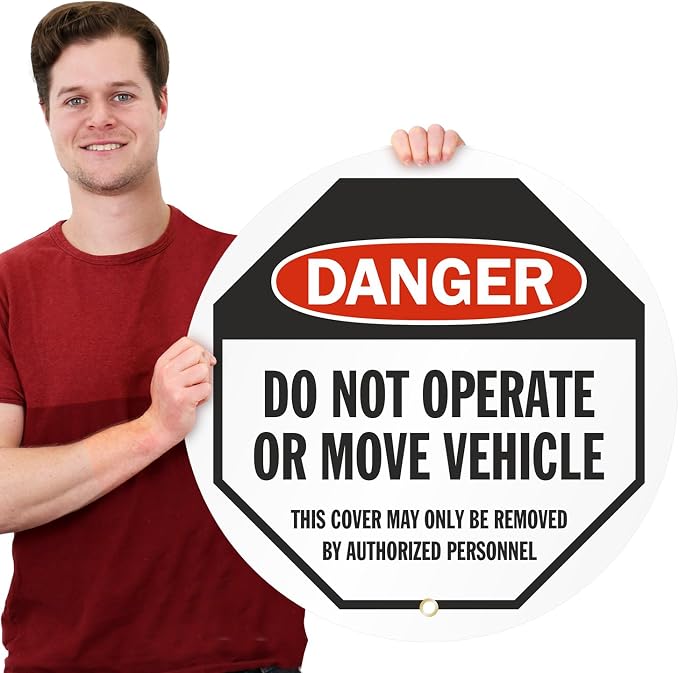 SmartSign Danger - Do Not Operate or Move Vehicle Steering Wheel Lock Out Cover | 24" x 24", Made in USA