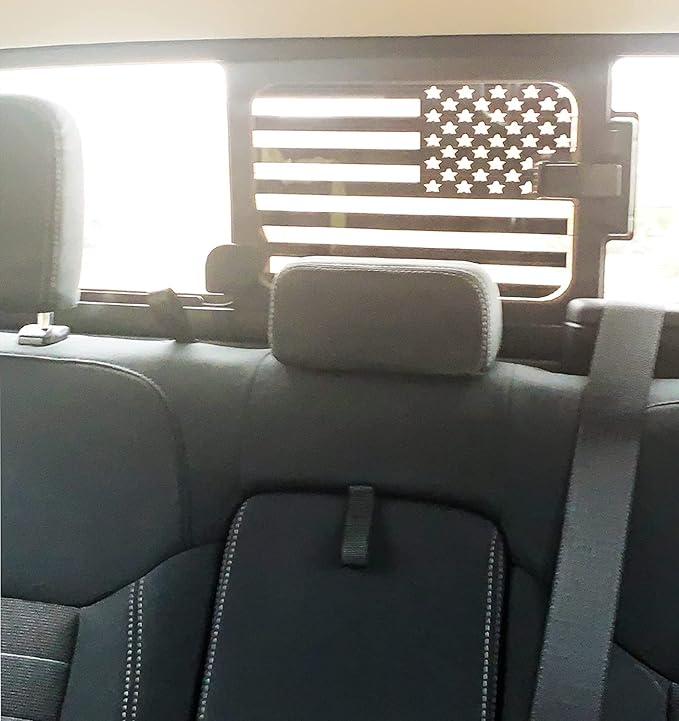 Xinghe for 2015-2025 2026 Ford F150 F250 F350, Rear Middle Window American Flag Decals, Matte Black USA Flag Decal for Truck Back Window, Waterproof Vinyl, Durable and Easy Remove Truck Decal