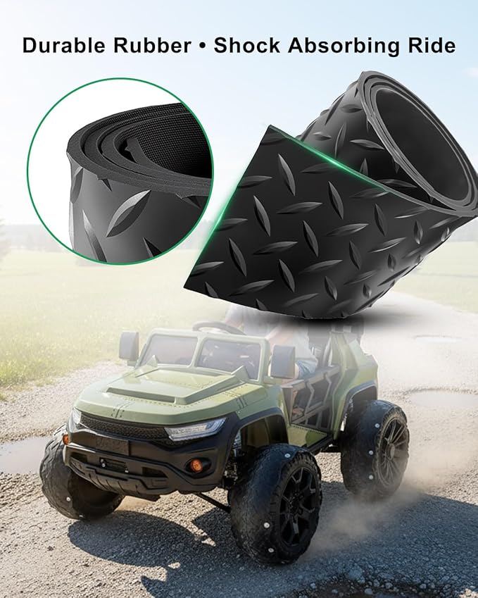 Rubber Tire Upgrade Kit for Power Wheel Kids Electric Ride On Car, Anti-Slip and Noise Reduction Wheel Replacement, Durable Shock Absorbing Tire Protection Covers for Plastic Wheels-2PCS