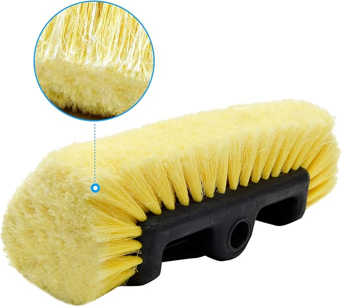 CARCAREZ 10" Car Wash Brush Head with Soft Bristle for Auto RV Truck Boat Camper Exterior Washing Cleaning, Yellow