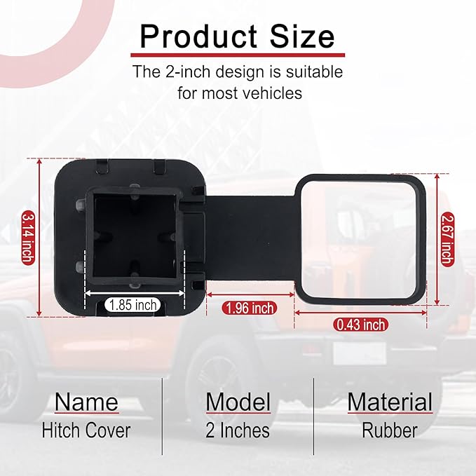 SINGARO 2 Inch Universal Flag Tow Hitch Covers, Trailer Hitch Cover Tube Plug Insert, Car Exterior Accessories, Receiver Tube Hitch Plug（American Flag-Red）