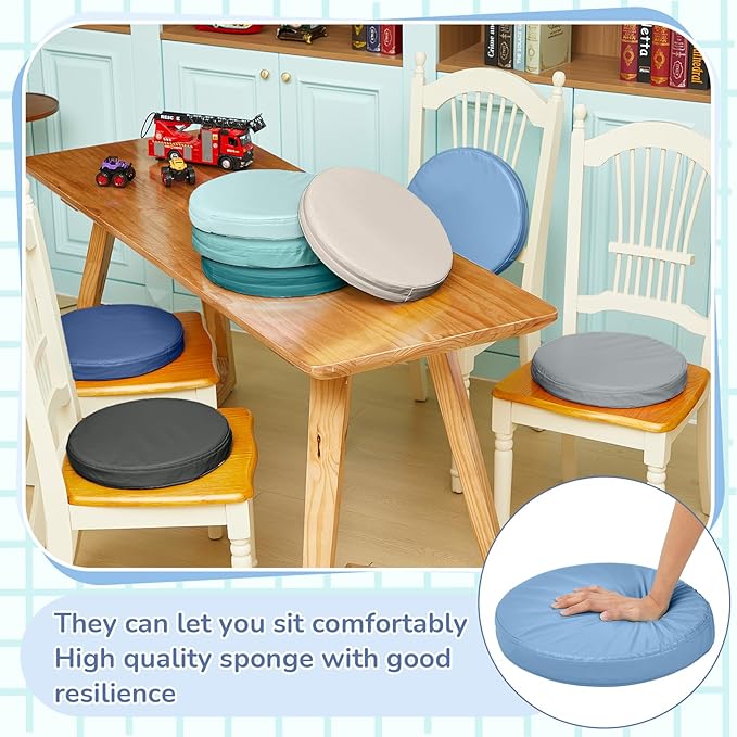 Juexica 8 Pcs Extra Thick Flexible Seating Floor Cushion Assorted Colored Floor Pillow Classroom Seat Cushion Soft Classroom Seating for Kid Learning(Blue Series,13.8 x 13.8 x 2 Inch,Round)