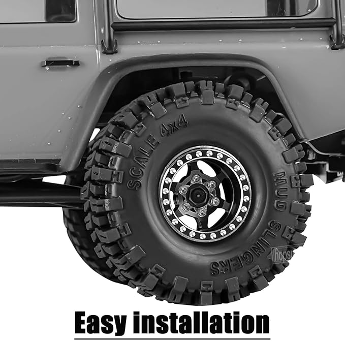 RC 1.0 Beadlock Truck Tires for 1/18 1/24 Trx4m SCX24 RC Crawler,RC Wheels Tires.Aluminum 1.0‘’ Beadlock Wheel Rim&1.0in Tires Tyres.Black(4PCS)