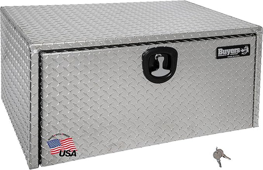 Buyers Products 1705119 Diamond Tread Aluminum Underbody Truck Tool Box, 18 x 24 x 36, Made in USA, .100 in. Thick, Corrosion-Resistant, Locking Compression Latch, Secure Storage for Work Trucks