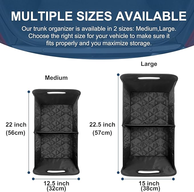 Deosk Car Trunk Organizer and Storage with 6 Big Pockets, Waterproof Polyester Trunk Organizer for SUV, Minivan, Truck (Large, Black)