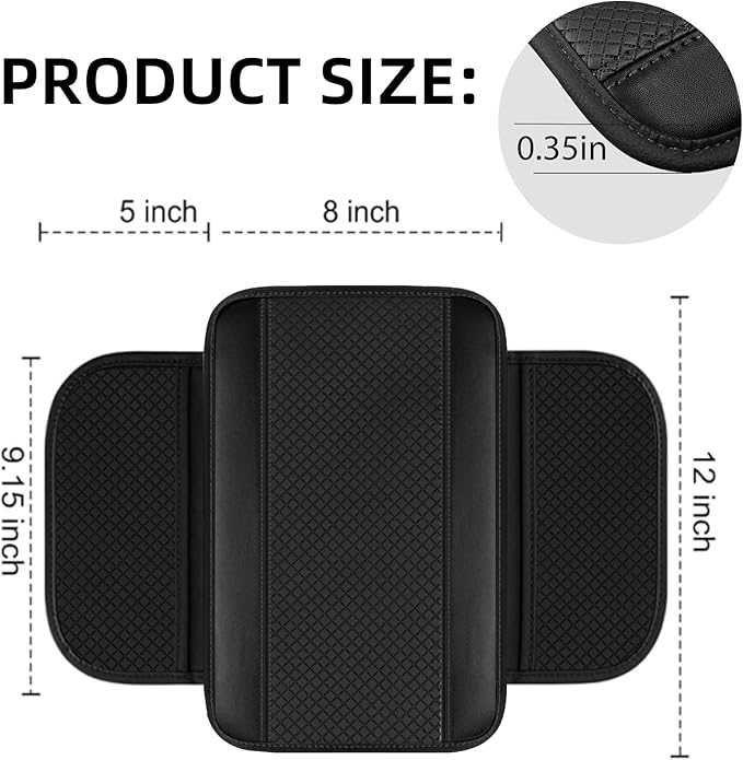 NBTEPEM 6 PCS Car Steering Wheel Cover Set, Microfiber Leather Steering Wheel Covers Universal 14.5-15 inch, Center Console Cover, Seat Belt Cushion, Cup Holder Coaster, Car Accessories Set Black