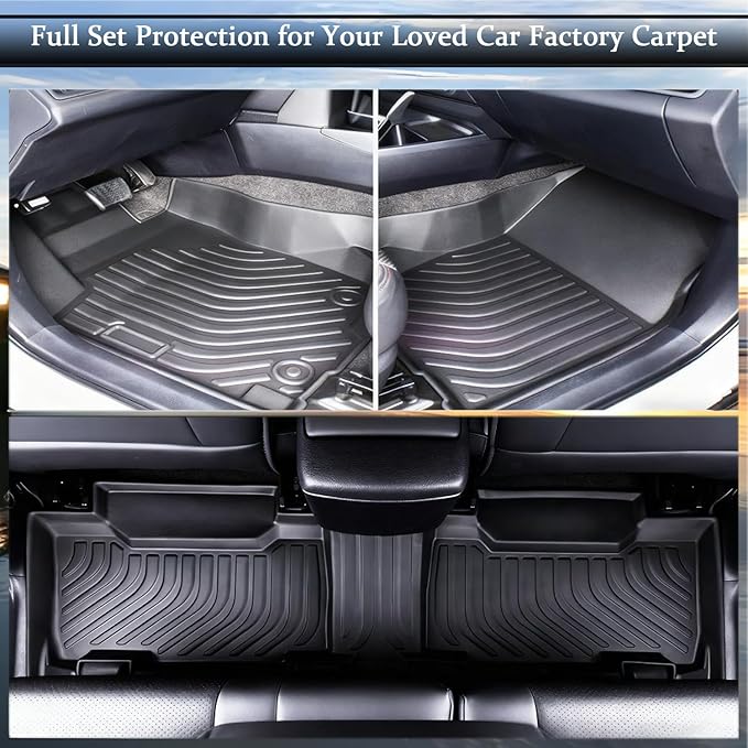 Aiqiying Floor Mats Compatible with Toyota Camry 2007-2011＆ 2012-2017,All Weather Carpet Protector 3D Waterproof Durable Odorless Custom-Fit FrontRear Rows Full Set TPE Car Liners Accessories