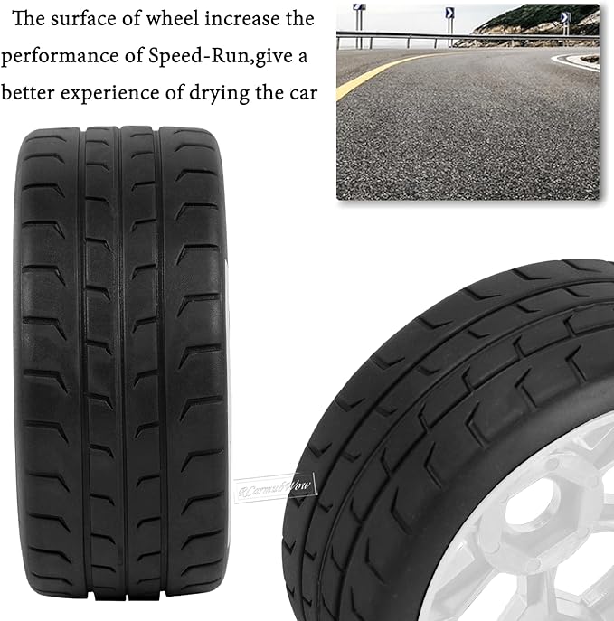RC Wheels and Tires for 1/7 Felony 6S BLX,RC Truck Tires RC Wheels and RC Tires,4pcs Highway Tires(2 Big 2 Small,White