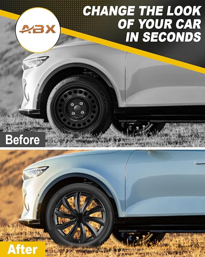 ABX Hubcaps,16 inch hubcaps Set of 4, Wheel Rim Cover ABS Material, Snap On Car Truck SUV Replacement, for Toyota Camry Nissan Mazda etc