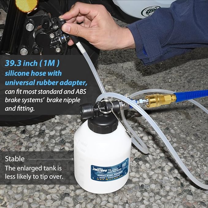 FIRSTINFO A11573US Patented Vacuum Brake Bleeder | Hands-Free Pneumatic Operation and Rugged Design