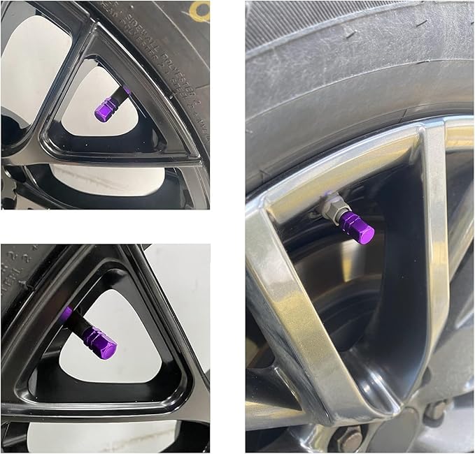 JUSTTOP Car Tire Valve Stem Caps, 12pcs Air Caps Cover, Universal for Cars, SUVs, Bike, Trucks and Motorcycles-Purple