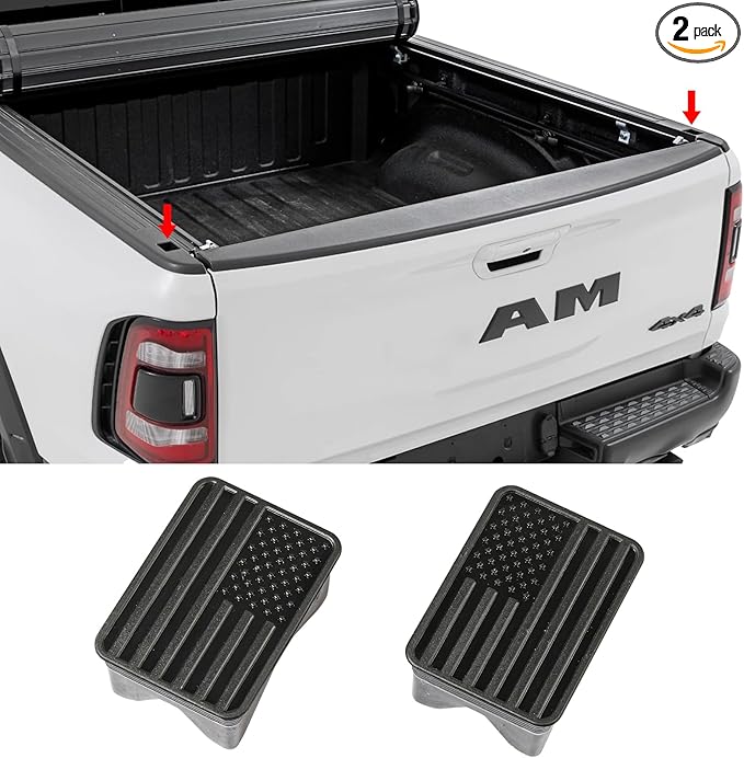 Bed Rail Stake Pocket Covers for Dodge Ram 1500 2019 2020 2021 2022 2023 2024 2025 2026 Truck Accessories Caps Rear Holes Plugs Covers Black 2Pcs
