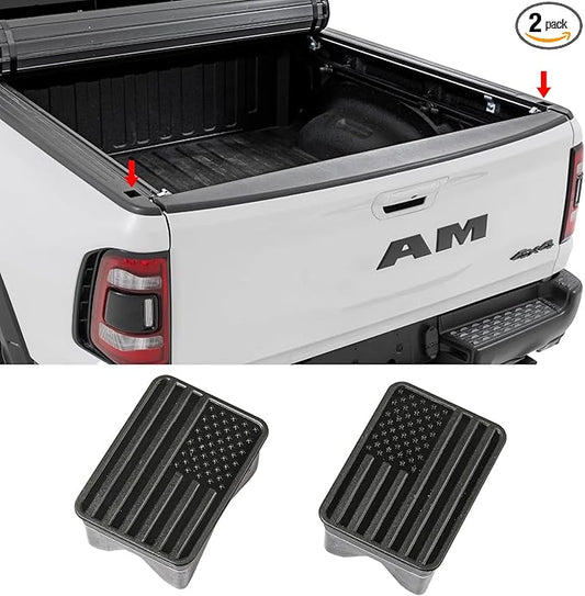 Bed Rail Stake Pocket Covers for Dodge Ram 1500 2019 2020 2021 2022 2023 2024 2025 2026 Truck Accessories Caps Rear Holes Plugs Covers Black 2Pcs