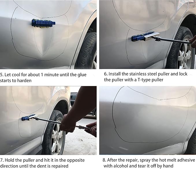 6PCS Glue Tabs Tooth Repair Kit, Dent Remover Tool for Car Paintless Dent Repair Tool Auto Dent Repair Tools Long Dent Repair Tools