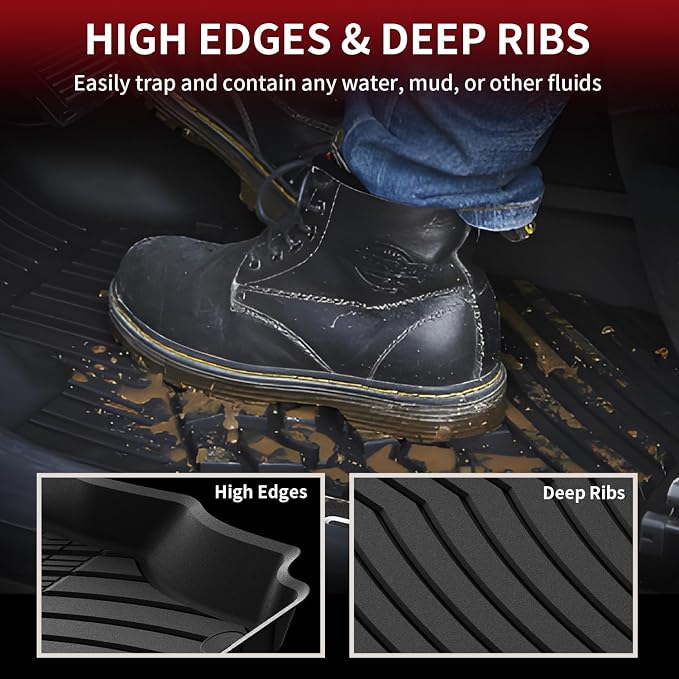 LASFIT Floor Mats for Mercedes Benz GLE SUV 2020-2026 350/450/ 53 AMG (Not Fit Coupe; Fit 5 Seats), All Weather TPE Anti-Slip Floor Liners Custom Fit GLE Car Mats, 1st & 2nd Row Set, Black